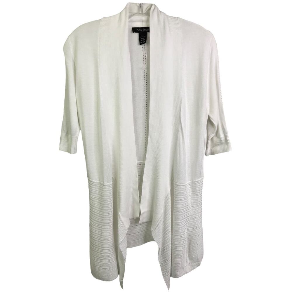 White House Black Market Cardigan Womens‎ Size XS White Short Sleeves Open Front